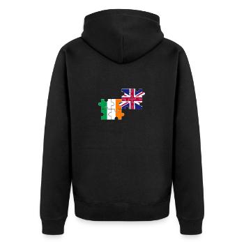 Ireland UK Flag British Irish - Unisex Premium Organic Zip Hoodie - black - Back - Nico (187cm)