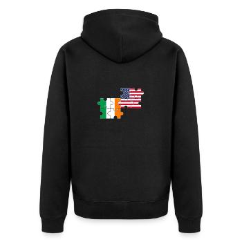 Ireland USA Flag American Irish - Unisex Premium Organic Zip Hoodie - black - Back - Nico (187cm)