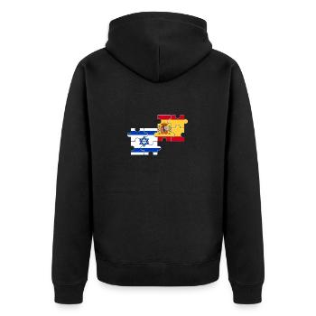 Israël Espagne Drapeau Espagnol Israélien - Veste à capuche bio Premium Unisexe - noir - Dos - Nico (187cm)