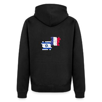 Israel Frankreich Flagge Französisch Israeli - Unisex Premium Bio Zip Hoodie - Schwarz - Hinten - Nico (187cm)