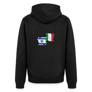 Israel Italy Vintage Flag Italian Israeli - Unisex Premium Organic Zip Hoodie - black - Back - Nico (187cm)