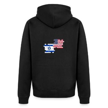 Israël USA Drapeau Américain Israélien - Veste à capuche bio Premium Unisexe - noir - Dos - Nico (187cm)