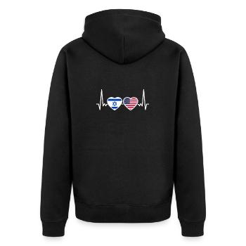 Israël USA Heartbeat Flag Américain Israélien - Veste à capuche bio Premium Unisexe - noir - Dos - Nico (187cm)