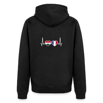 Irak Frankreich Herzschlag Flagge Iraker - Unisex Premium Bio Zip Hoodie - Schwarz - Hinten - Nico (187cm)