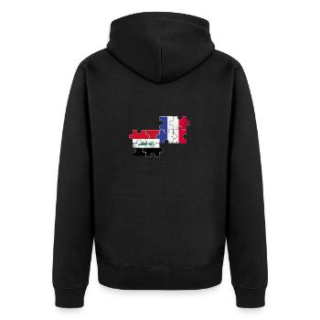 Irak Frankreich Vintage Flagge Französisch Iraker - Unisex Premium Bio Zip Hoodie - Schwarz - Hinten - Nico (187cm)