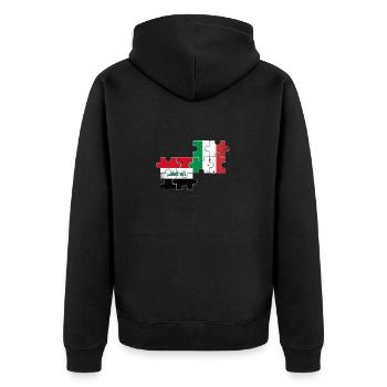 Irak Italien Vintage Flagge Italienisch Iraker - Unisex Premium Bio Zip Hoodie - Schwarz - Hinten - Nico (187cm)