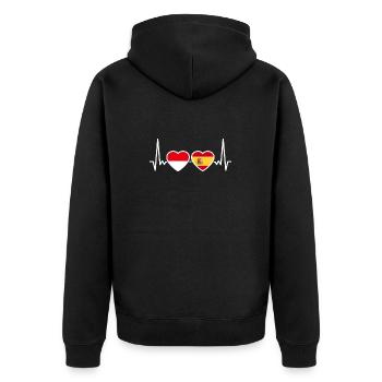 Indonesia Spain Heartbeat Flag Indonesians - Unisex Premium Organic Zip Hoodie - black - Back - Nico (187cm)
