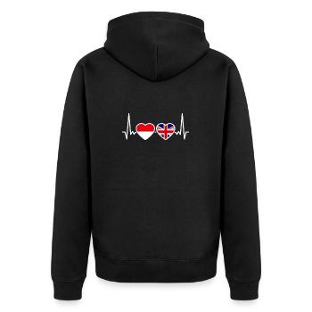 Indonésie Royaume-Uni Heartbeat Flag Indonésien - Veste à capuche bio Premium Unisexe - noir - Dos - Nico (187cm)
