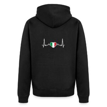 Italien Vintage Herzschlag Italienische Flagge - Unisex Premium Bio Zip Hoodie - Schwarz - Hinten - Nico (187cm)