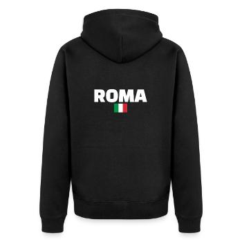Roma Italien Italienische Flagge Italiener - Unisex Premium Bio Zip Hoodie - Schwarz - Hinten - Nico (187cm)