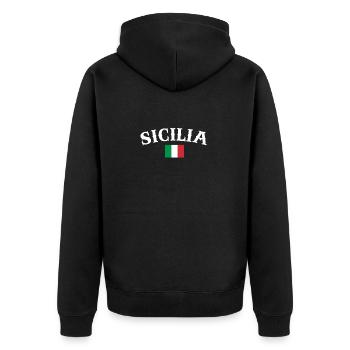 Sicilia Italien Italienische Flagge Italiener - Unisex Premium Bio Zip Hoodie - Schwarz - Hinten - Nico (187cm)