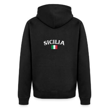 Sicilia Vintage Italien Italienische Flagge - Unisex Premium Bio Zip Hoodie - Schwarz - Hinten - Nico (187cm)