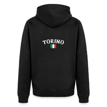 Torino Vintage Italie Drapeau Italien - Veste à capuche bio Premium Unisexe - noir - Dos - Nico (187cm)