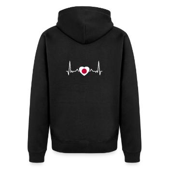 Japan Herzschlag Japanische Flagge Japaner - Unisex Premium Bio Zip Hoodie - Schwarz - Hinten - Nico (187cm)