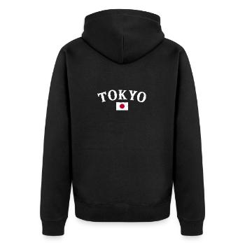 Tokyo Vintage Japan Japanische Flagge Japaner - Unisex Premium Bio Zip Hoodie - Schwarz - Hinten - Nico (187cm)