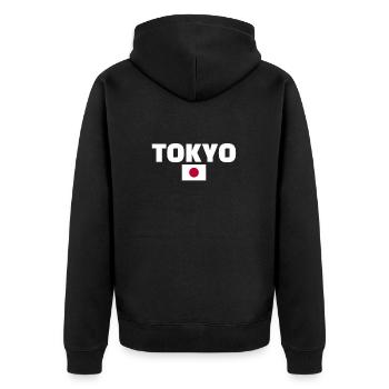 Tokyo Japan Japanische Flagge Japaner - Unisex Premium Bio Zip Hoodie - Schwarz - Hinten - Nico (187cm)