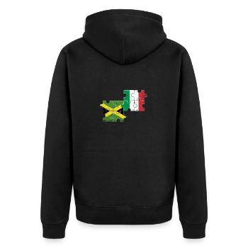Jamaika Italien Vintage Flagge Jamaikaner - Unisex Premium Bio Zip Hoodie - Schwarz - Hinten - Nico (187cm)