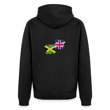 Jamaika UK Flagge Britisch Jamaikanisch - Unisex Premium Bio Zip Hoodie - Schwarz - Hinten - Nico (187cm)