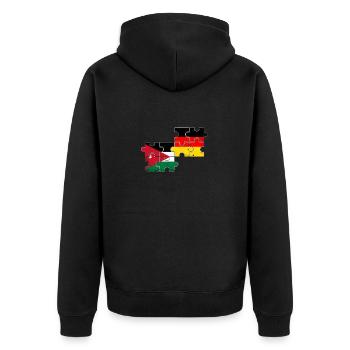 Jordanien Deutschland Vintage Flagge Jordanier - Unisex Premium Bio Zip Hoodie - Schwarz - Hinten - Nico (187cm)