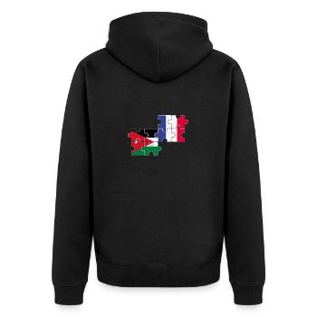 Jordanien Frankreich Flagge Französisch Jordanier - Unisex Premium Bio Zip Hoodie - Schwarz - Hinten - Nico (187cm)