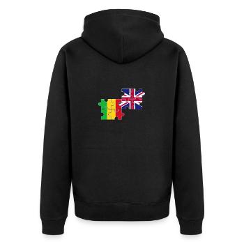 Mali UK Flagge Britisch Malier - Unisex Premium Bio Zip Hoodie - Schwarz - Hinten - Nico (187cm)