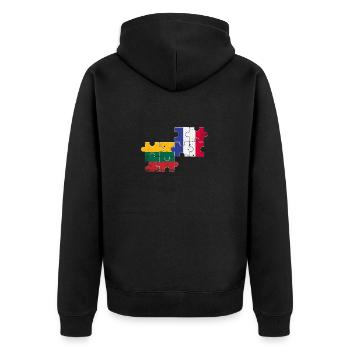 Litauen Frankreich Vintage Flagge Litauer - Unisex Premium Bio Zip Hoodie - Schwarz - Hinten - Nico (187cm)