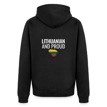Lithuanian And Proud Map Lithuania Flag Lithuanian - Unisex Premium Organic Zip Hoodie - black - Back - Nico (187cm)