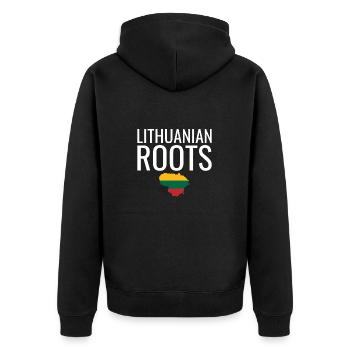 Lithuanian Roots Map Lithuania Lithuanian Flag - Unisex Premium Organic Zip Hoodie - black - Back - Nico (187cm)
