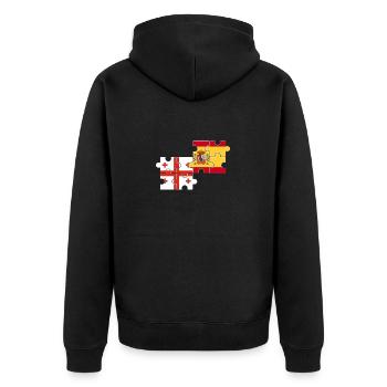 Georgien Spanien Flagge Spanisch Georgier - Unisex Premium Bio Zip Hoodie - Schwarz - Hinten - Nico (187cm)