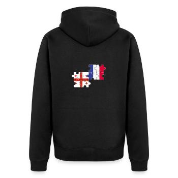 Georgien Frankreich Flagge Französisch Georgier - Unisex Premium Bio Zip Hoodie - Schwarz - Hinten - Nico (187cm)