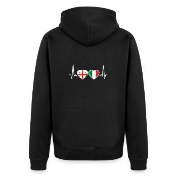 Géorgie Italie Vintage Heartbeat Flag - Veste à capuche bio Premium Unisexe - noir - Dos - Nico (187cm)