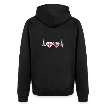 Georgia USA Heartbeat Flag Georgian - Unisex Premium Organic Zip Hoodie - black - Back - Nico (187cm)