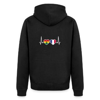 Ghana Frankreich Herzschlag Flagge Ghanaer - Unisex Premium Bio Zip Hoodie - Schwarz - Hinten - Nico (187cm)