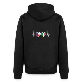 Chile Italy Heartbeat Flag Chilean - Unisex Premium Organic Zip Hoodie - black - Back - Nico (187cm)