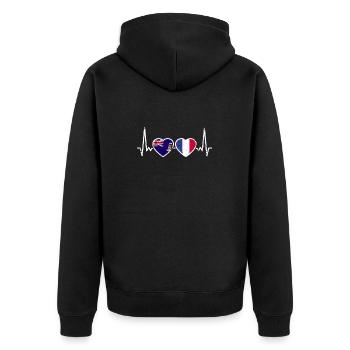 Îles Caïmans France Vintage Flag - Veste à capuche bio Premium Unisexe - noir - Dos - Nico (187cm)