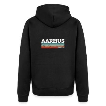 Aarhus Denmark Vintage Danish Retro Dane - Unisex Premium Organic Zip Hoodie - black - Back - Nico (187cm)