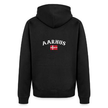 Aarhus Denmark Vintage Danish Flag Dane - Unisex Premium Organic Zip Hoodie - black - Back - Nico (187cm)