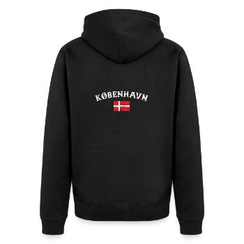 København Dänemark Vintage Dänische Flagge Däne - Unisex Premium Bio Zip Hoodie - Schwarz - Hinten - Nico (187cm)