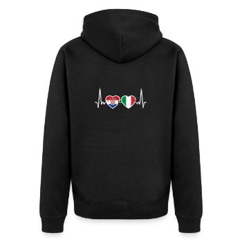Croatia Italy Vintage Heartbeat Flag Croat - Unisex Premium Organic Zip Hoodie - black - Back - Nico (187cm)