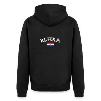 Rijeka Vintage Croatia Croatian Flag Croat - Unisex Premium Organic Zip Hoodie - black - Back - Nico (187cm)