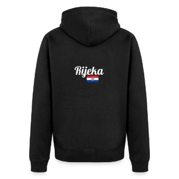 Rijeka Vintage Croatia Croatian Flag Croat - Unisex Premium Organic Zip Hoodie - black - Back - Nico (187cm)