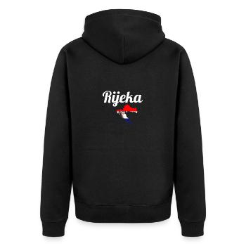 Rijeka Map Croatia Croatian flag Croatian - Unisex Premium Organic Zip Hoodie - black - Back - Nico (187cm)