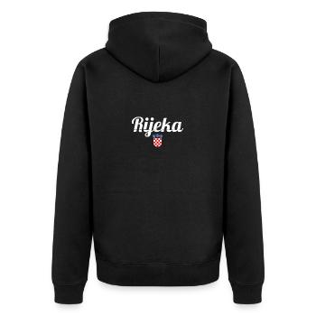 Rijeka Vintage Coat of Arms Croatia Croatian Flag - Unisex Premium Organic Zip Hoodie - black - Back - Nico (187cm)