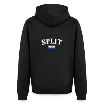Split Vintage Kroatien Kroatische Flagge Kroate - Unisex Premium Bio Zip Hoodie - Schwarz - Hinten - Nico (187cm)