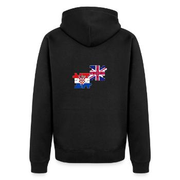 Kroatien UK Flagge Britisch Kroatisch - Unisex Premium Bio Zip Hoodie - Schwarz - Hinten - Nico (187cm)