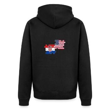 Kroatien USA Flagge Amerikanisches Kroatisch - Unisex Premium Bio Zip Hoodie - Schwarz - Hinten - Nico (187cm)