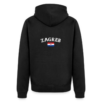 Zagreb Vintage Kroatien Kroatische Flagge Kroate - Unisex Premium Bio Zip Hoodie - Schwarz - Hinten - Nico (187cm)