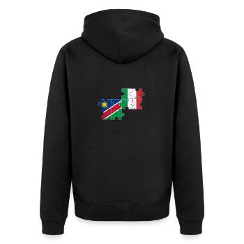 Namibia Italien Vintage Flagge Namibier - Unisex Premium Bio Zip Hoodie - Schwarz - Hinten - Nico (187cm)