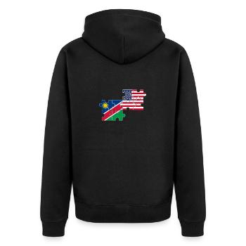 Namibia USA Flagge Amerikanisch Namibisch - Unisex Premium Bio Zip Hoodie - Schwarz - Hinten - Nico (187cm)