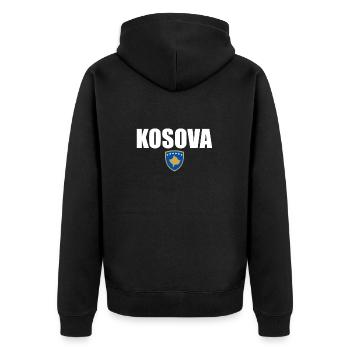 Kosova Kosovo Kosovarische Flagge Kosovare - Unisex Premium Bio Zip Hoodie - Schwarz - Hinten - Nico (187cm)